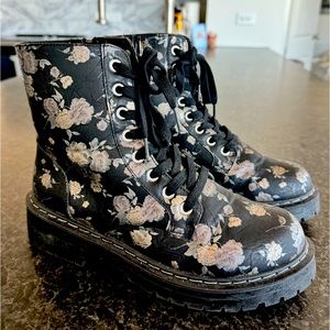 True Craft Floral Black Korri Combat Boots